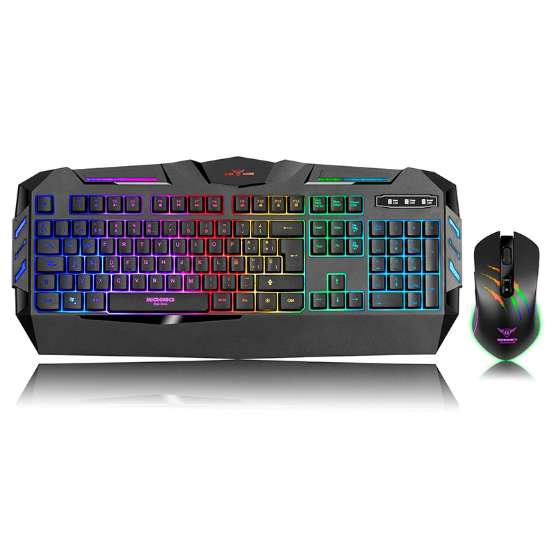 KIT SPARTANO TECLADO + MOUSE GAMER USB RGB, MIC GT8855, MICRONICS, 99 SOLES